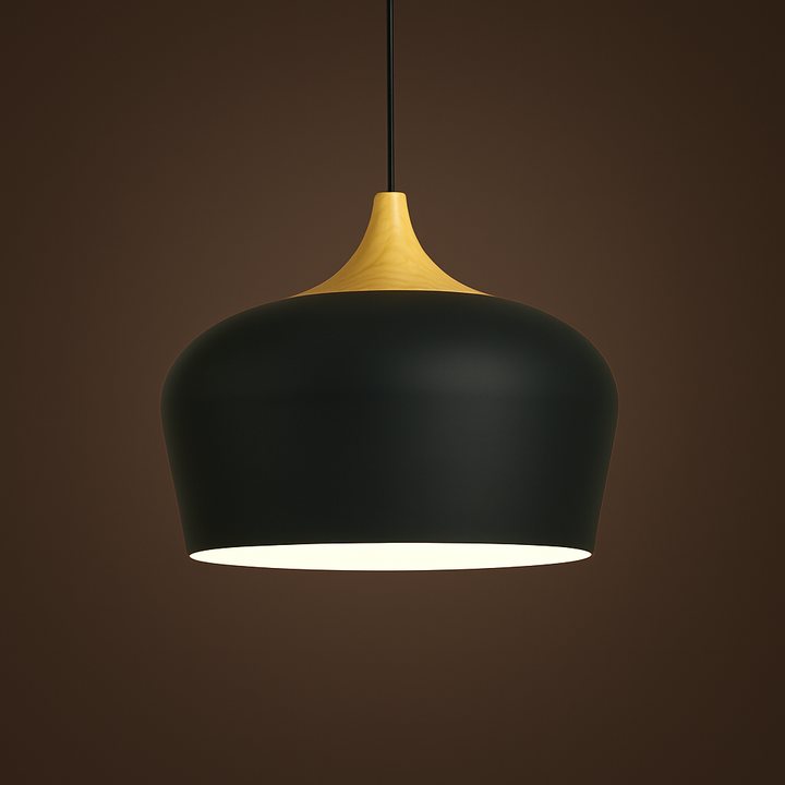 Coloria Pastel Hanglamp – Aluminium &amp; Hout met Verstelbaar Snoer in Retro Design