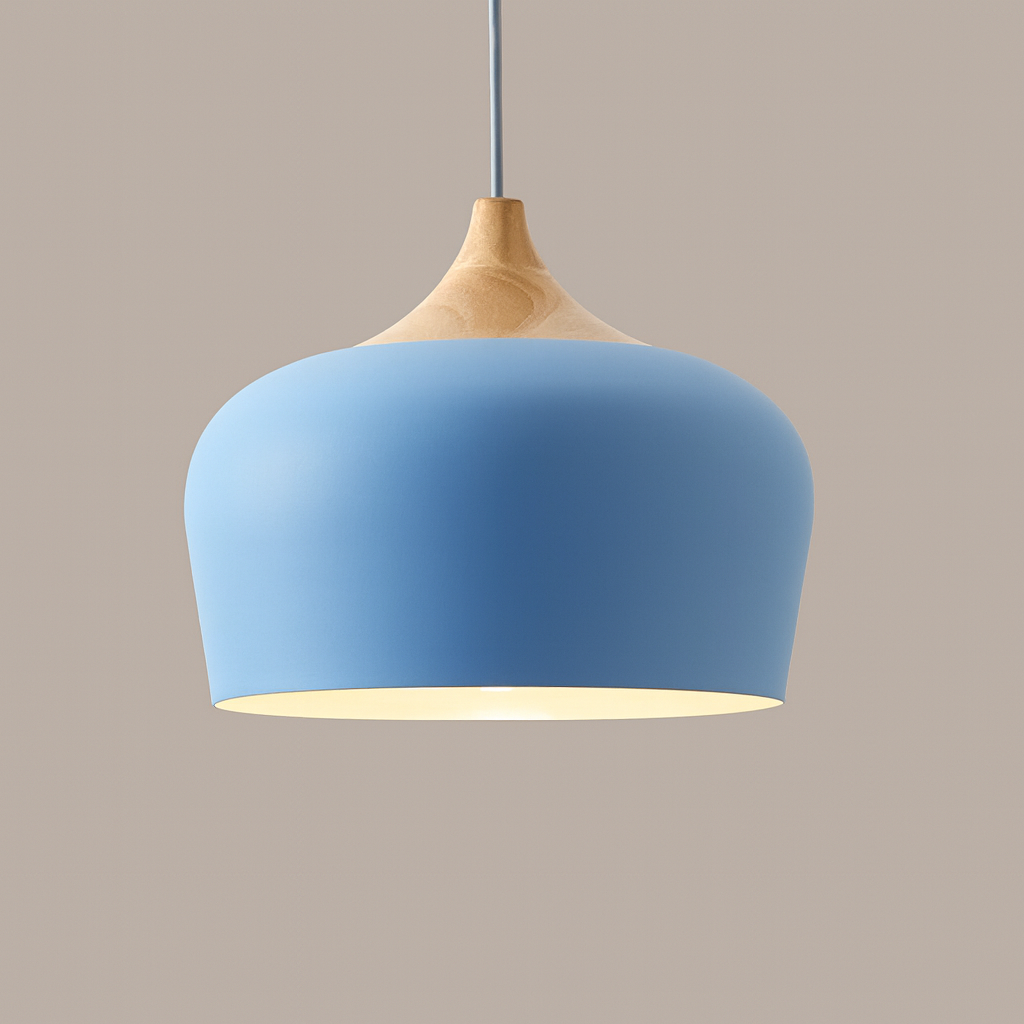 Coloria Pastel Hanglamp – Aluminium &amp; Hout met Verstelbaar Snoer in Retro Design