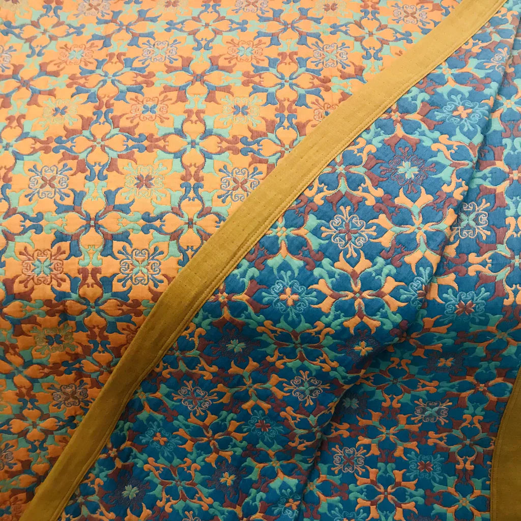 Solmere Edredón – Edredón de algodón biológico de seis capas con diseño reversible naranja-azul