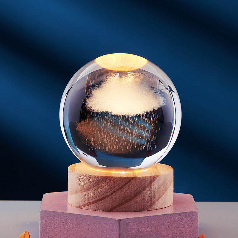 CrystalGlow lampada notturna – sfera di cristallo 3D con luce calda