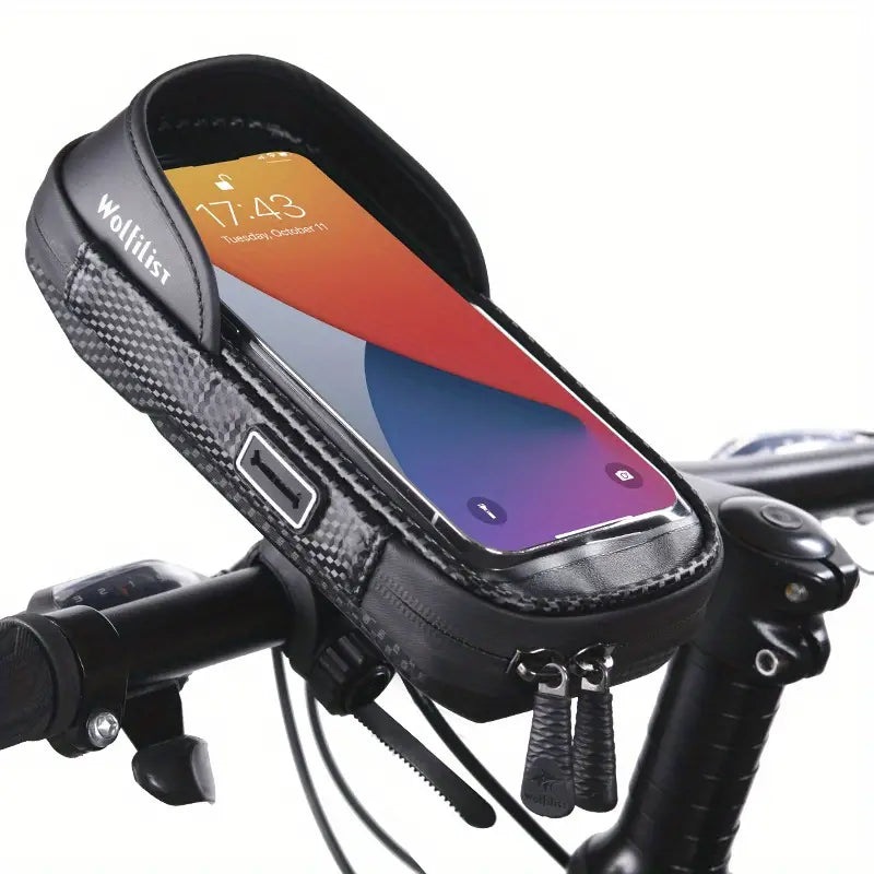 PhoneHec Soporte para bicicleta para teléfono – Soporte para smartphone impermeable giratorio 360° con compartimento de almacenamento