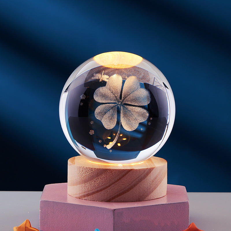 CrystalGlow lampada notturna – sfera di cristallo 3D con luce calda