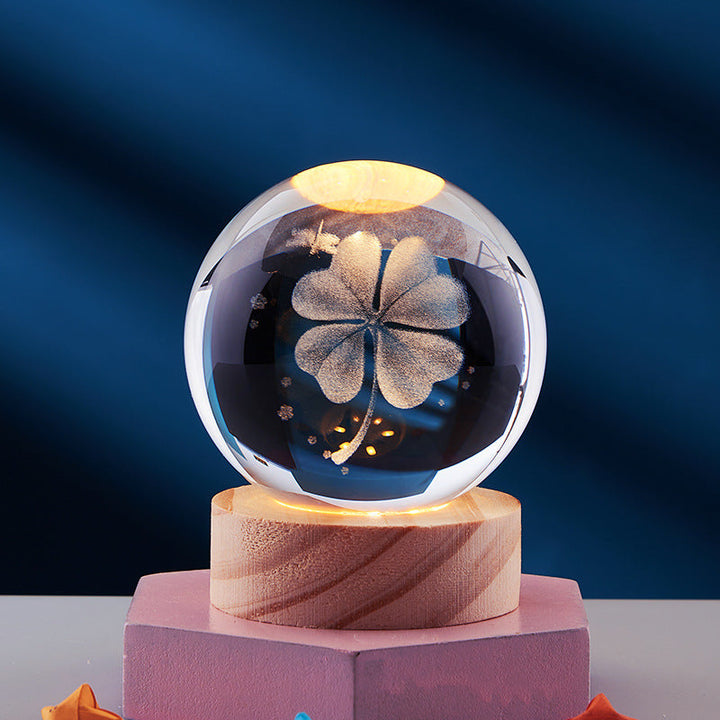 CrystalGlow lampada notturna – sfera di cristallo 3D con luce calda