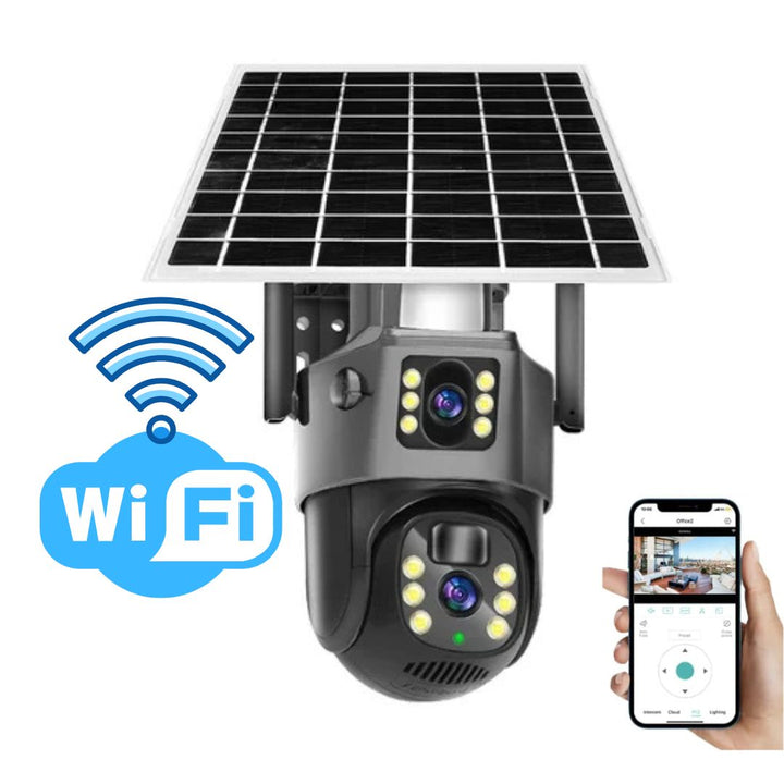 SolarisCam – câmara de segurança 4K sem fios &amp; 360° com painel solar