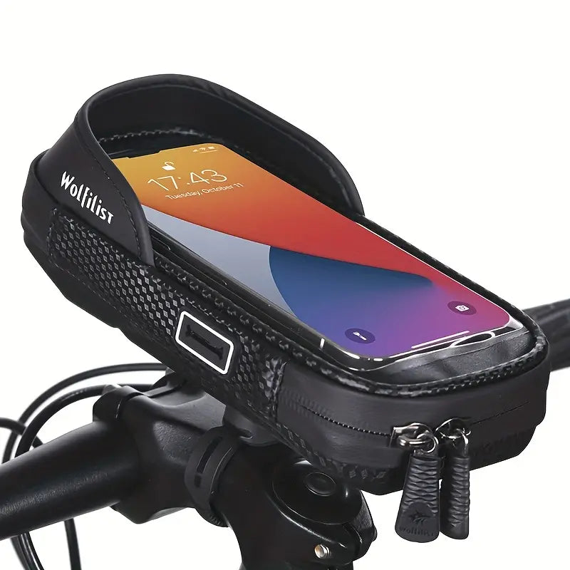 PhoneHec Soporte para bicicleta para teléfono – Soporte para smartphone impermeable giratorio 360° con compartimento de almacenamento