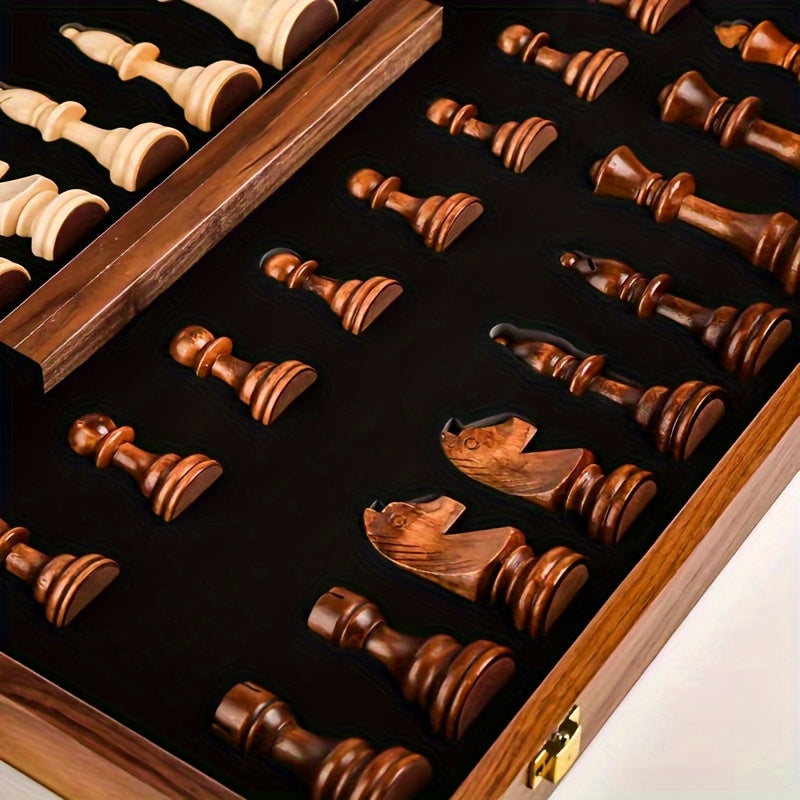 RoyalOak – Houten schaakset met opklapbaar bord &amp; opbergruimte