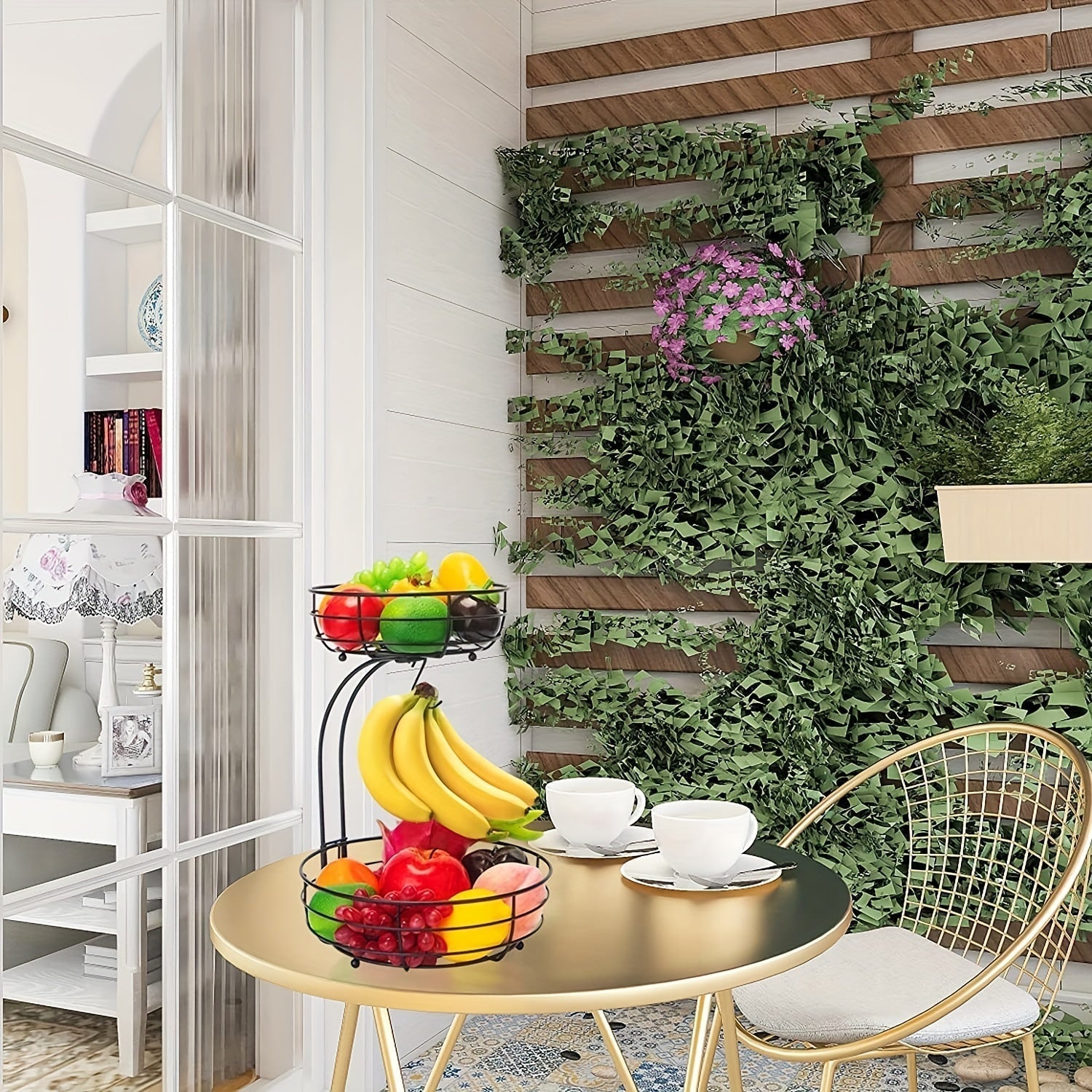 2-Laags Ovale Fruitmand met Bananenhouder – Metalen Keuken Organizer Vestragear