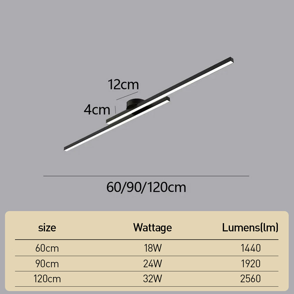 Norvion Plafondlamp – Lampada da soffitto LED allungata in alluminio con design minimalista elegante