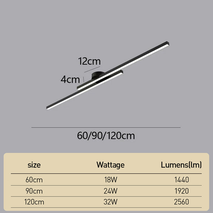 Norvion Plafondlamp – Lampada da soffitto LED allungata in alluminio con design minimalista elegante