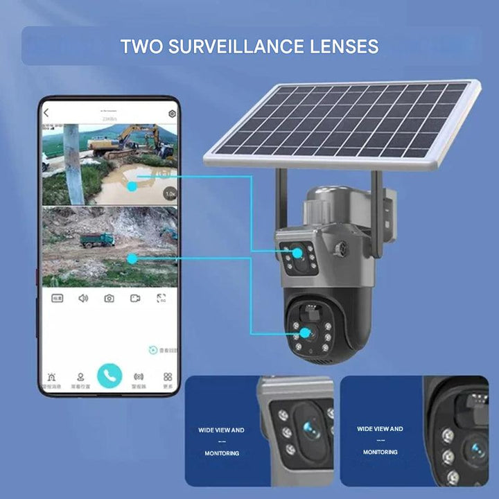 SolarisCam – câmara de segurança 4K sem fios &amp; 360° com painel solar