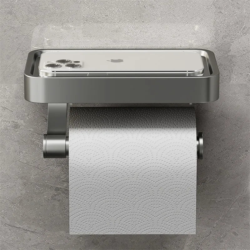 Veltrix Suporte para Rolo de Papel Higiénico – Suporte para Rolo de Papel Higiénico em Aço Inoxidável com Prateleira e Design Escovado