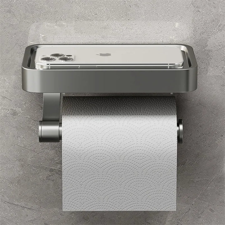 Veltrix Suporte para Rolo de Papel Higiénico – Suporte para Rolo de Papel Higiénico em Aço Inoxidável com Prateleira e Design Escovado