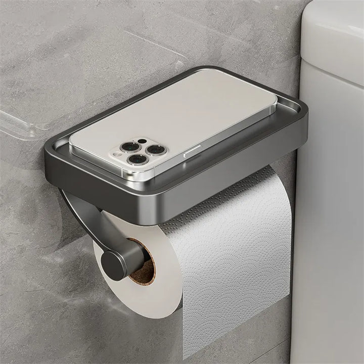 Veltrix Suporte para Rolo de Papel Higiénico – Suporte para Rolo de Papel Higiénico em Aço Inoxidável com Prateleira e Design Escovado
