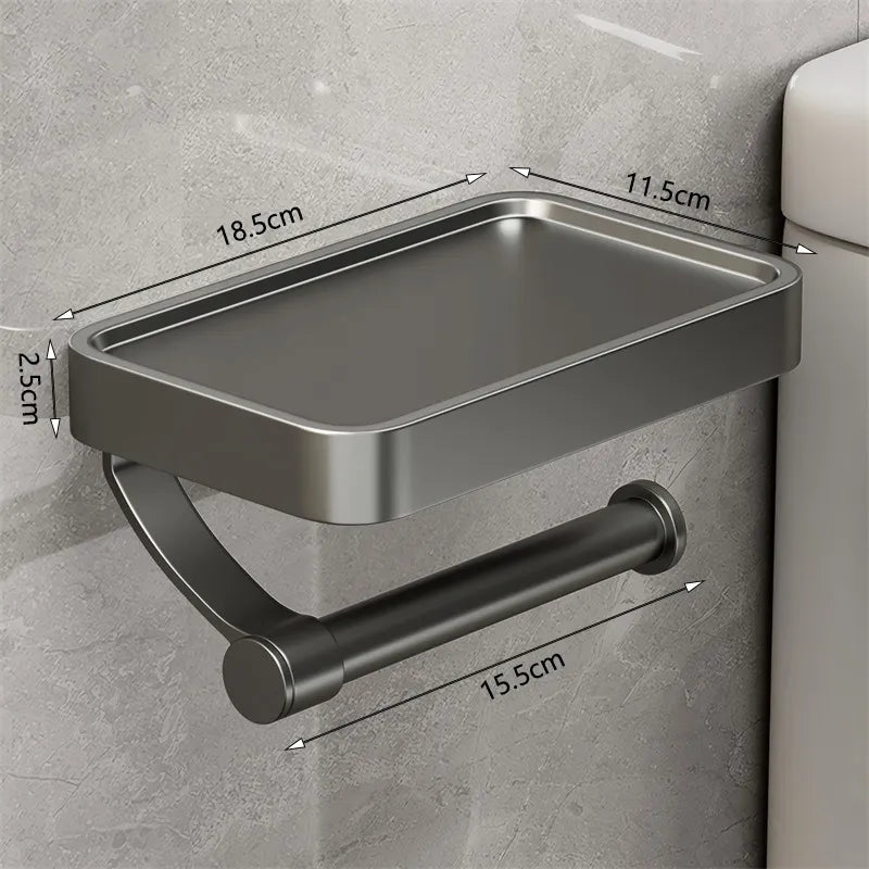 Veltrix Suporte para Rolo de Papel Higiénico – Suporte para Rolo de Papel Higiénico em Aço Inoxidável com Prateleira e Design Escovado