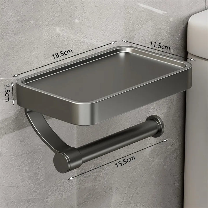 Veltrix Suporte para Rolo de Papel Higiénico – Suporte para Rolo de Papel Higiénico em Aço Inoxidável com Prateleira e Design Escovado