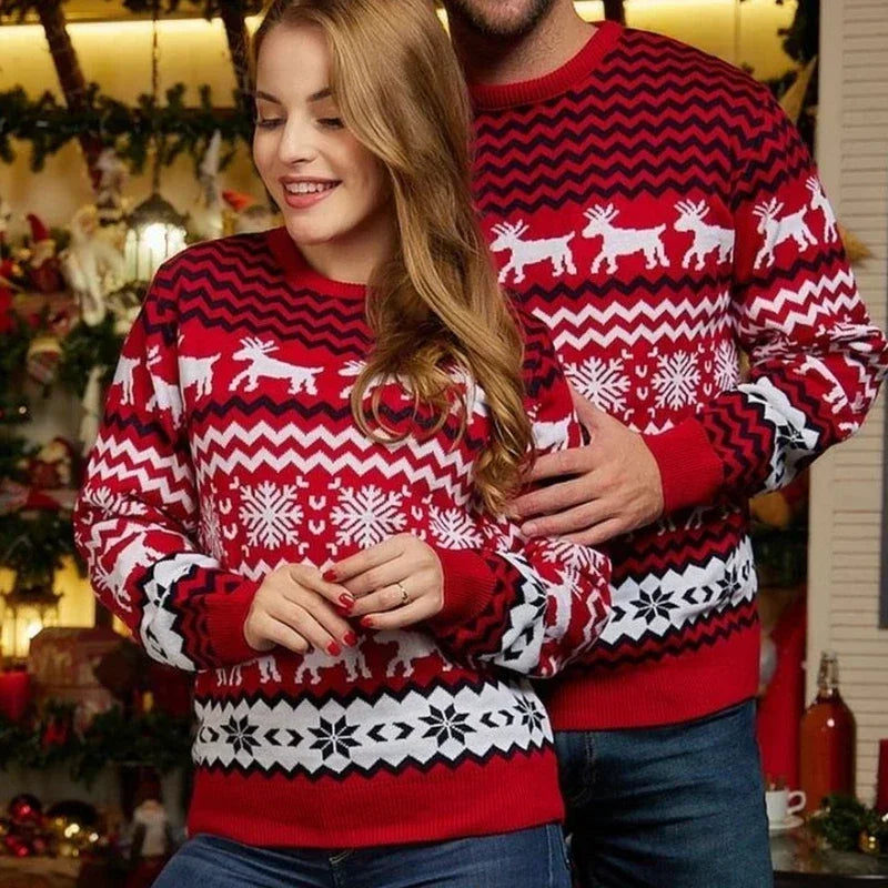 NordGlanz – Maglione di Natale unisex in misto cotone con stampa festiva