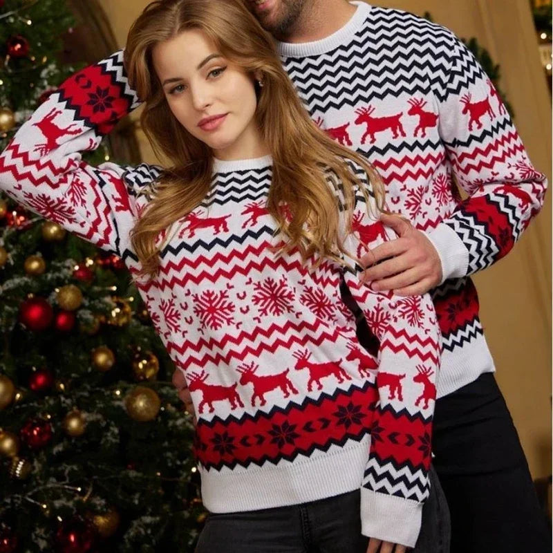 NordGlanz – Maglione di Natale unisex in misto cotone con stampa festiva