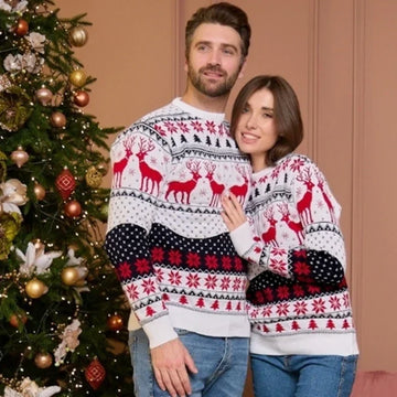 NordGlanz – Maglione di Natale unisex in misto cotone con stampa festiva