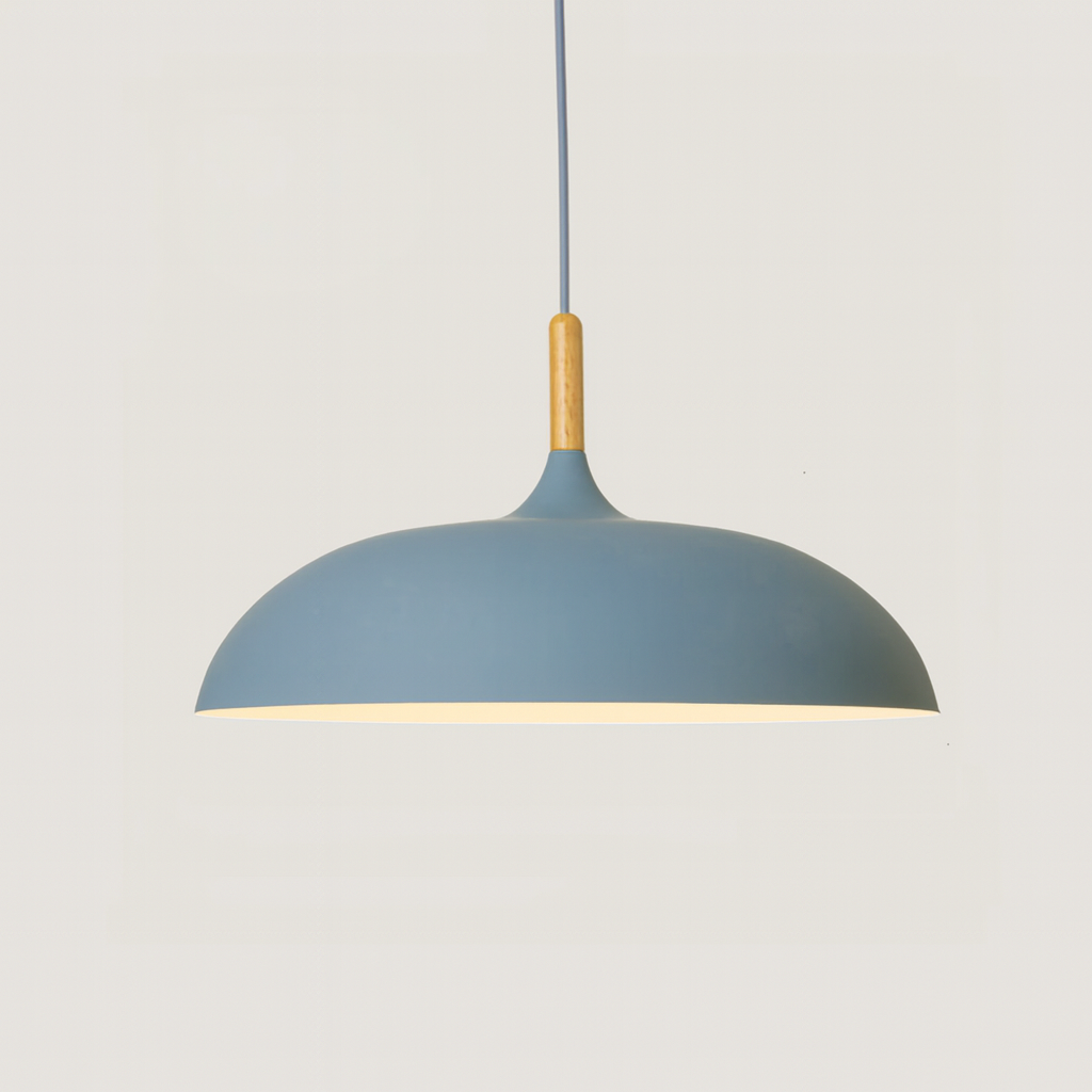 Coloria Pastel Hanglamp – Aluminium &amp; Hout met Verstelbaar Snoer in Retro Design