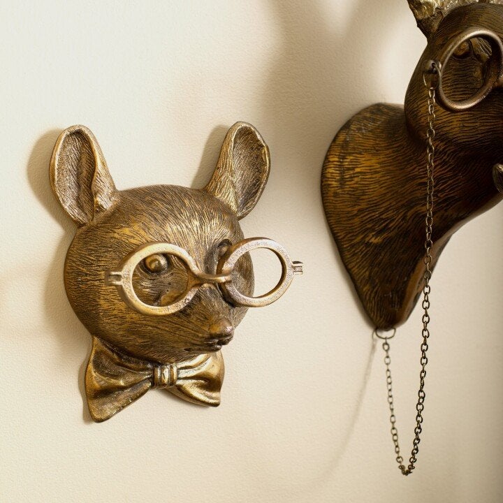 CritterCharm – Decorazione da parete con testa di animale giocosa – Design in resina dipinto a mano
