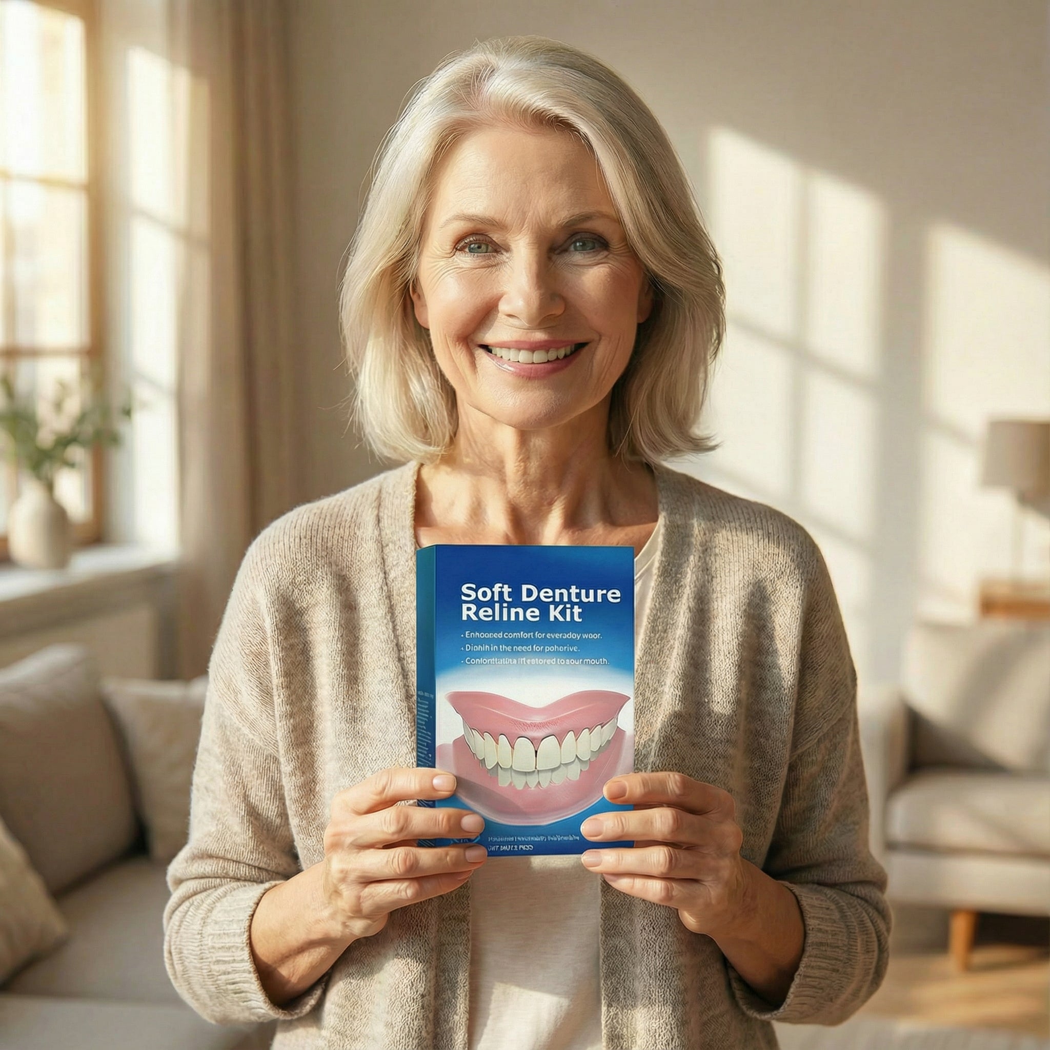 SmileLine Kit de Silicona para Próteses Dentais – Conxunto de dentadura flexible para adultos con axuste natural e confort