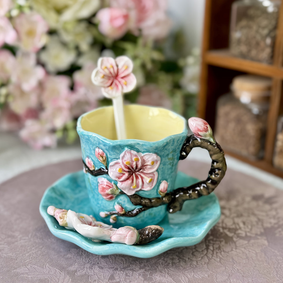 ArtSip Keramische Kop &amp; Schotel Set – Handgeschilderd 3D Design geïnspireerd op Van Gogh Vestragear