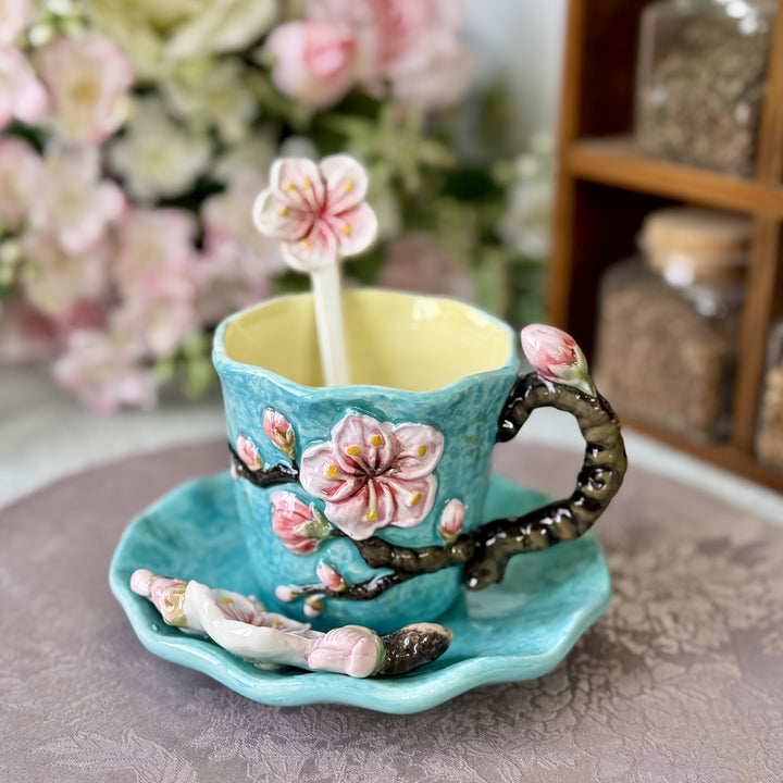 ArtSip Keramische Kop &amp; Schotel Set – Handgeschilderd 3D Design geïnspireerd op Van Gogh Vestragear
