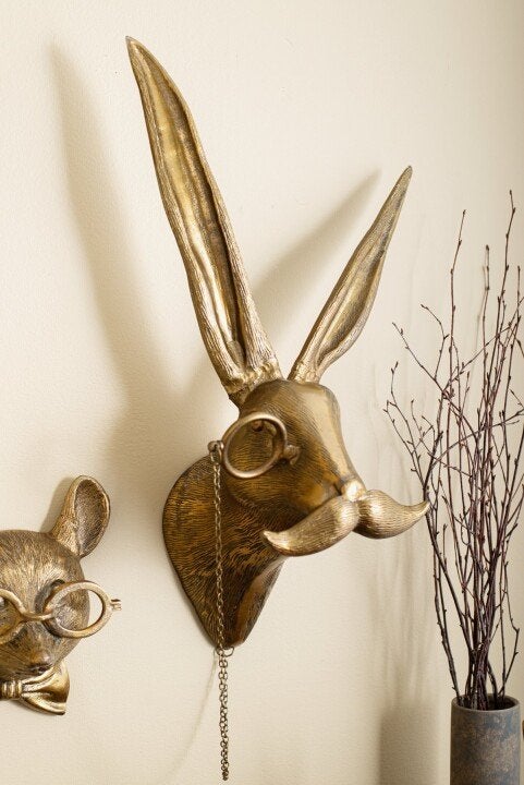 CritterCharm – Decorazione da parete con testa di animale giocosa – Design in resina dipinto a mano