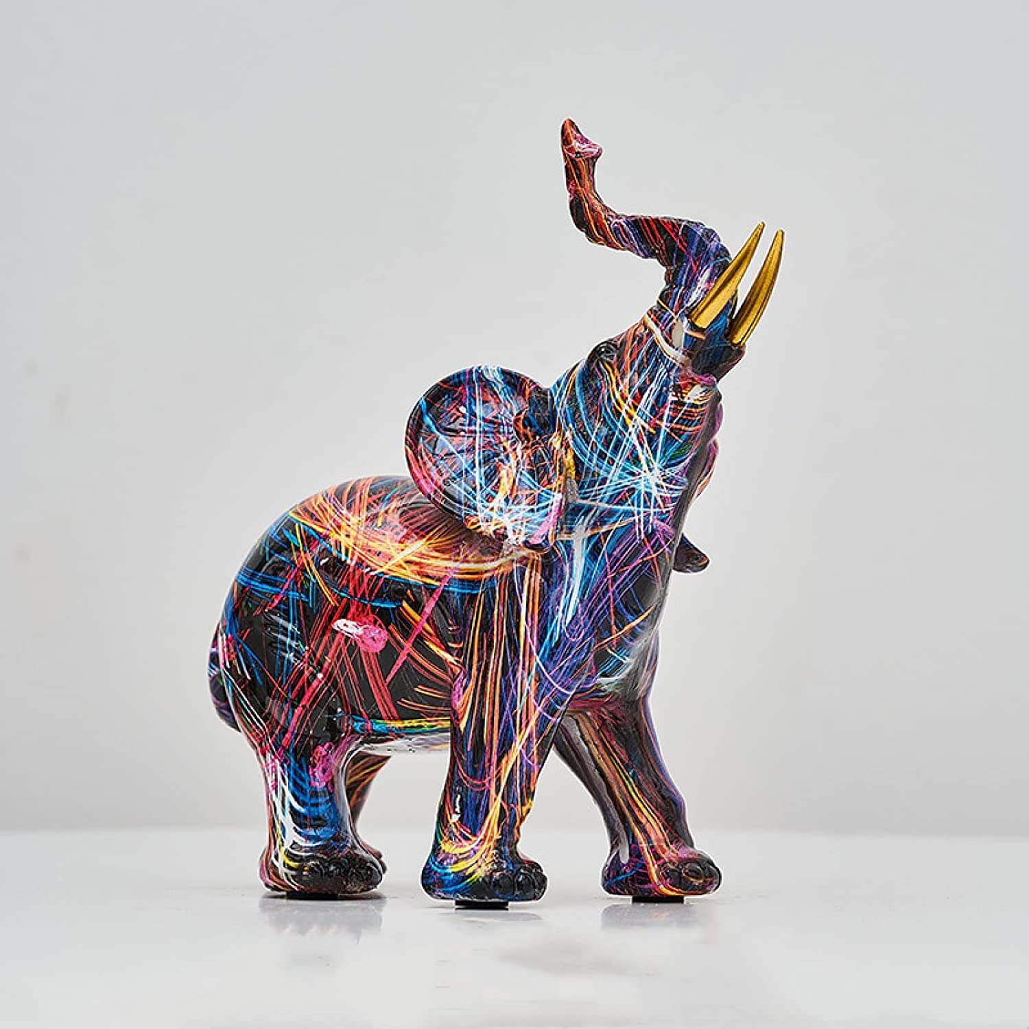 ElevaArt Olifant Estàtua – Estàtua Decorativa Abstracta i Colorida amb Artesania Feta a Mà