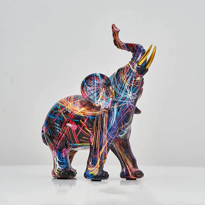 ElevaArt Olifant Escultura – Escultura Decorativa Abstracta Colorida con Artesanía Hecha a Mano