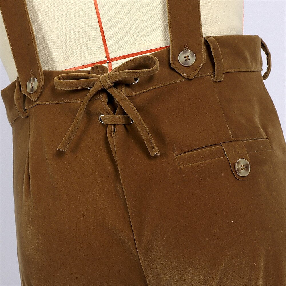 AlpenGeist – Pantalons de cuir per a home amb brodat – Aspecte de camussa marró Oktoberfest