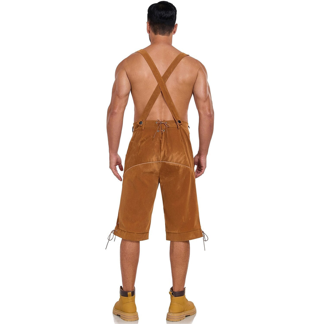 Bergkönig – Heren Lederhose met Borduursel &amp; Bretels – Authentieke Oktoberfest Kleding