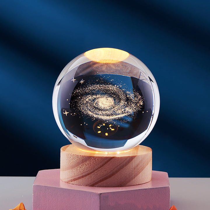 CrystalGlow lampada notturna – sfera di cristallo 3D con luce calda