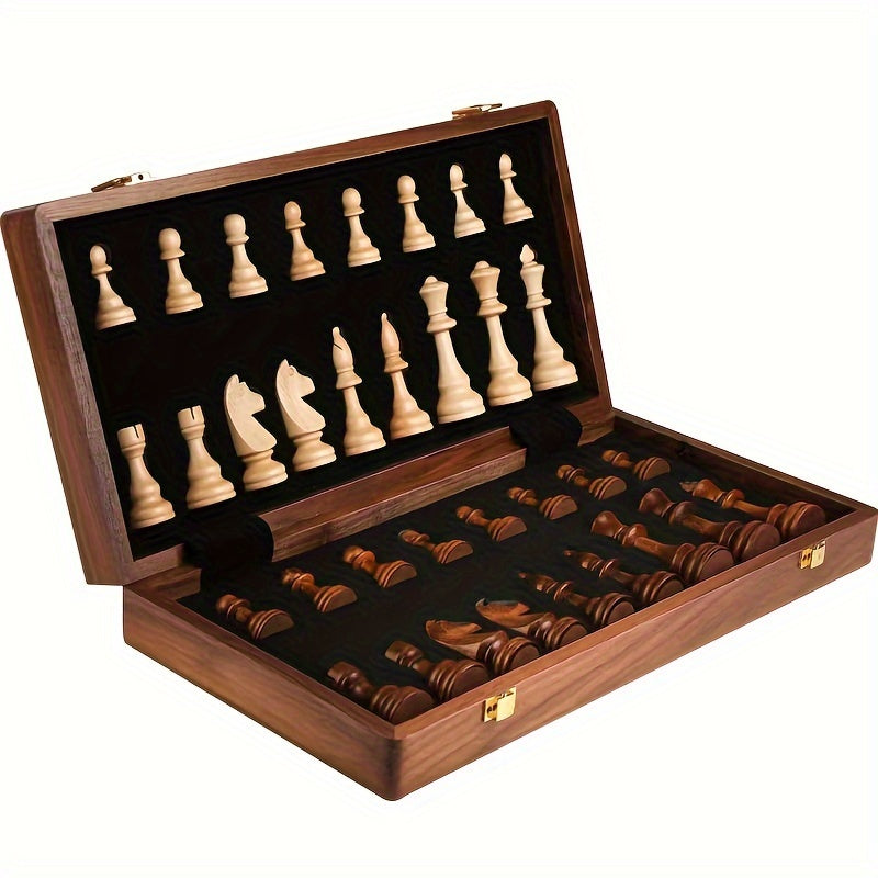 RoyalOak – Set da scacchi in legno con scacchiera pieghevole e spazio di archiviazione