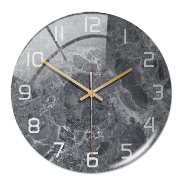 StoneAura – Wandklok Marmerlook – Stille Moderne Woondecoratie