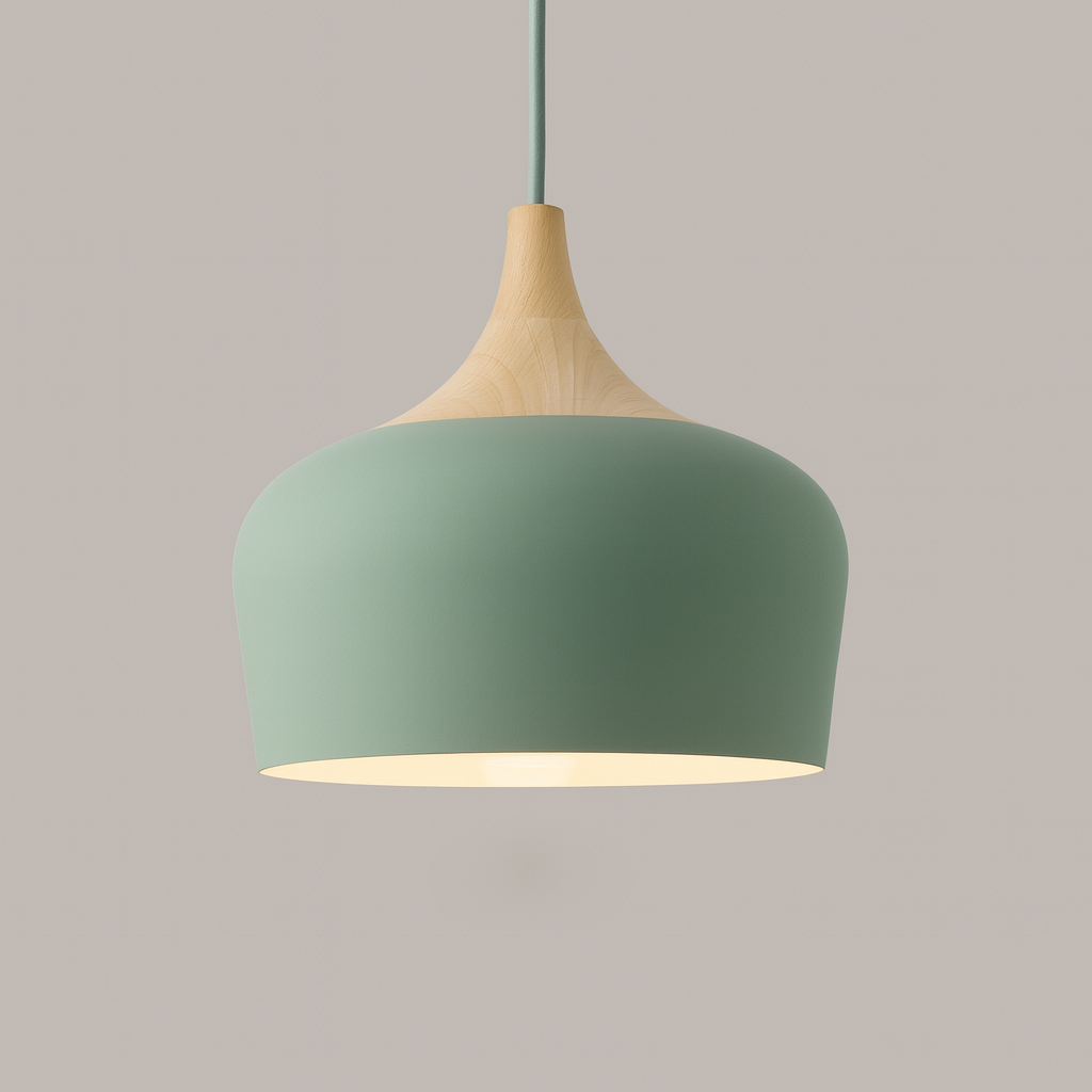Coloria Pastel Hanglamp – Aluminium & Hout met Verstelbaar Snoer in Retro Design