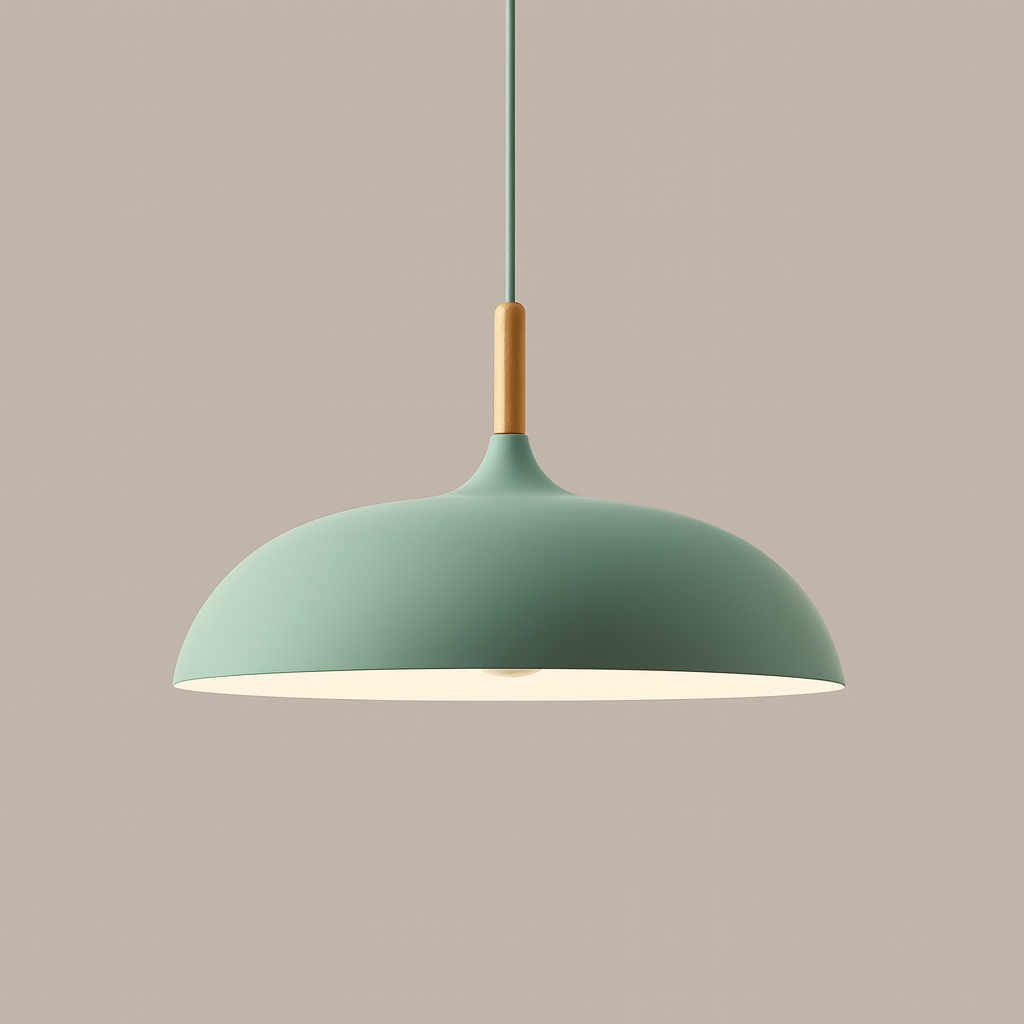 Coloria Pastel Hanglamp – Aluminium & Hout met Verstelbaar Snoer in Retro Design