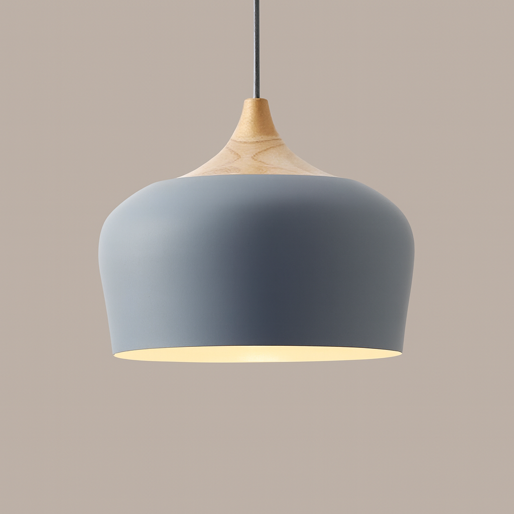 Coloria Pastel Hanglamp – Aluminium &amp; Hout met Verstelbaar Snoer in Retro Design