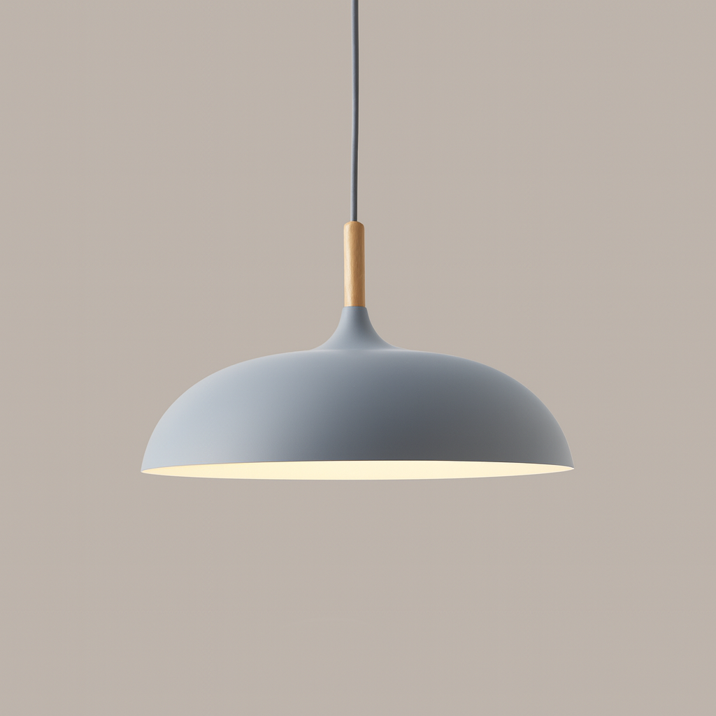 Coloria Pastel Hanglamp – Aluminium &amp; Hout met Verstelbaar Snoer in Retro Design