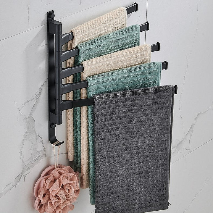 Tidyrack – Toallero con 5 brazos giratorios en diseño negro mate