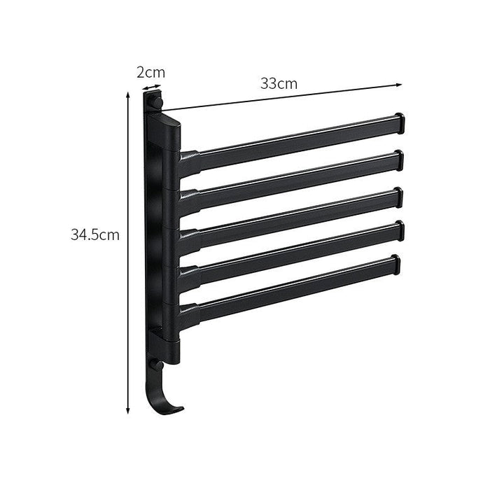 Tidyrack – Toallero con 5 brazos giratorios en diseño negro mate