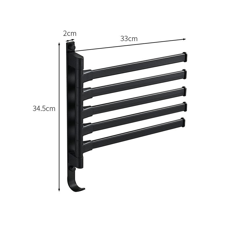 Tidyrack – Porta asciugamani con 5 bracci girevoli in design nero opaco