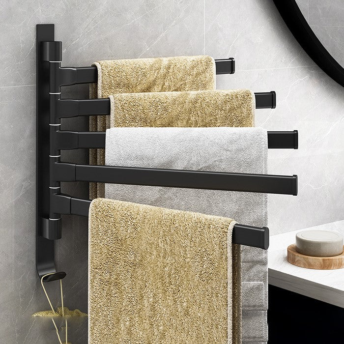 Tidyrack – Toallero con 5 brazos giratorios en diseño negro mate
