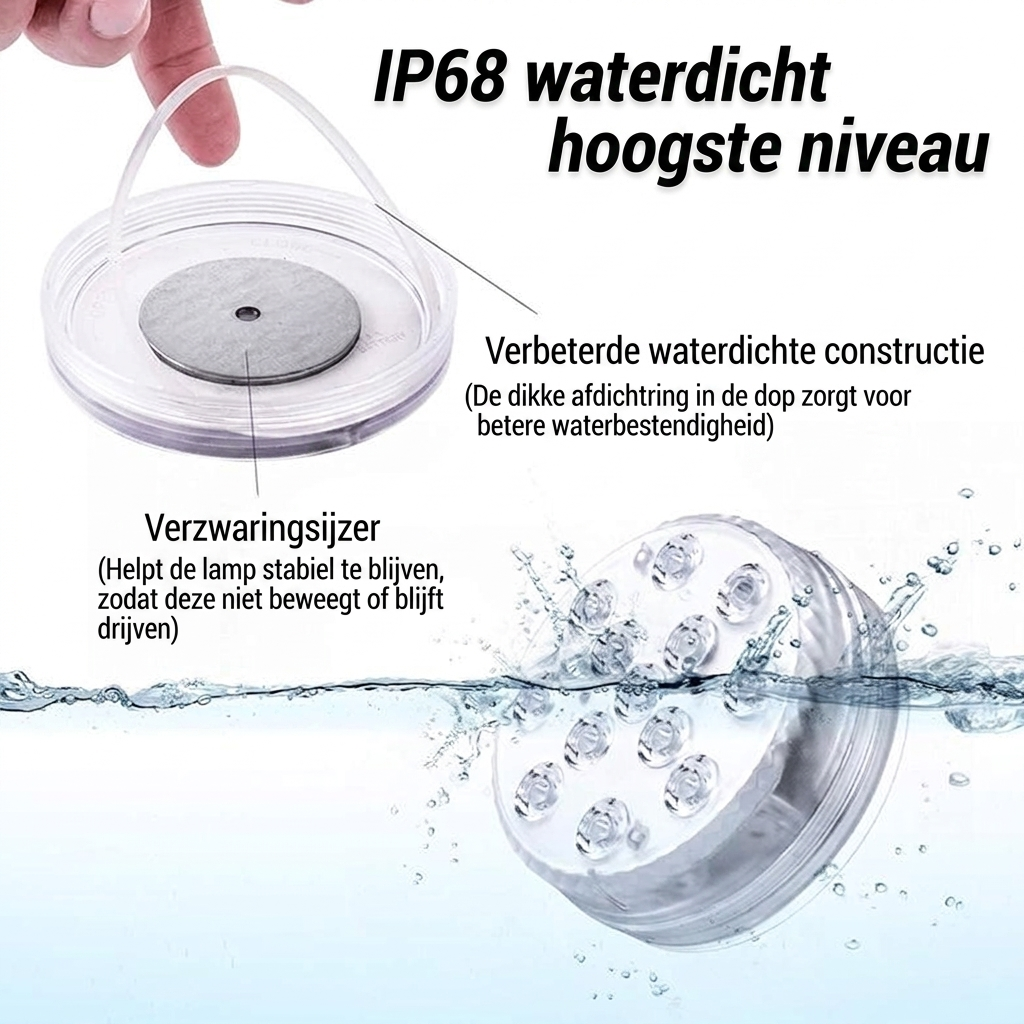 AquaGlow Waterdichte LED Verlichting – Oplaadbaar, Kleurrijk &amp; Geschikt voor Vijver of Zwembad (Copy) VestraGear