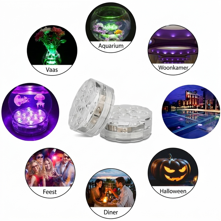 AquaGlow Waterdichte LED Verlichting – Oplaadbaar, Kleurrijk &amp; Geschikt voor Vijver of Zwembad (Copy) VestraGear