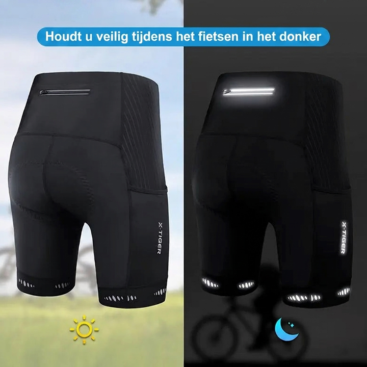 Fietsbroek Heren – 5D gel zeem wielrenbroek met telefoonzak en reflectie Vestragear