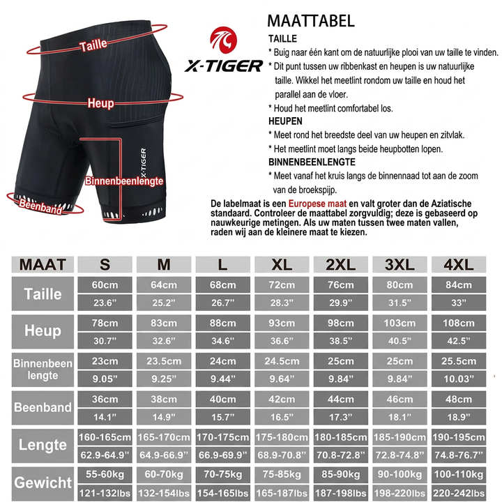 Fietsbroek Heren – 5D gel zeem wielrenbroek met telefoonzak en reflectie Vestragear