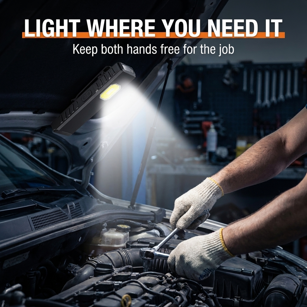 LED-werklamp – draagbaar met clip en vijf lichtstanden voor buiten VestraGear