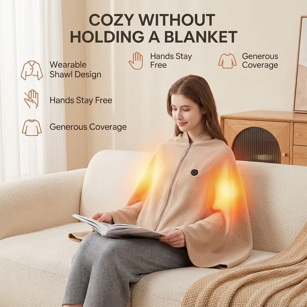 Draagbare elektrische deken – drie niveaus en USB-voeding VestraGear