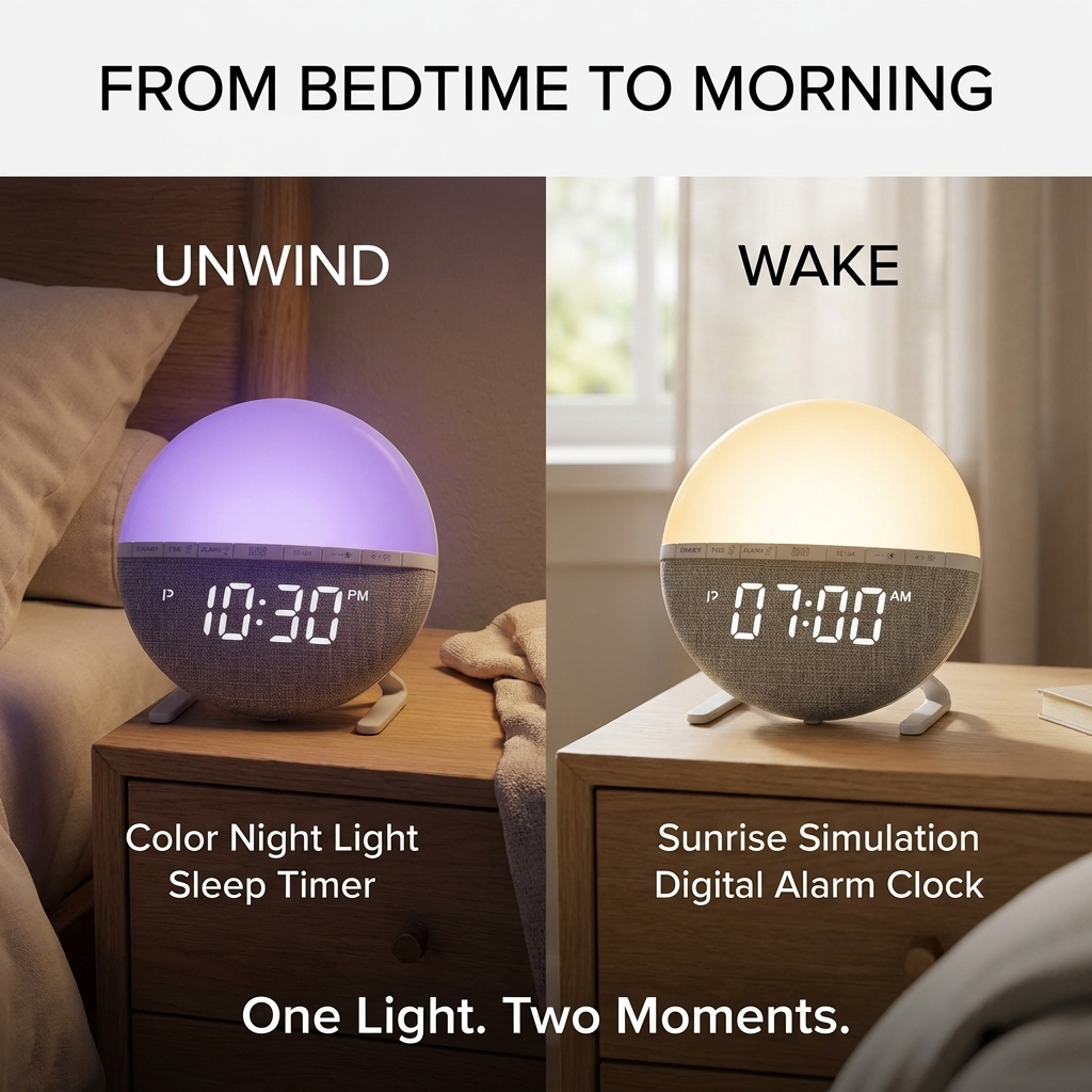 Digitale wekker – zonsopgang en kleurveranderend nachtlicht VestraGear